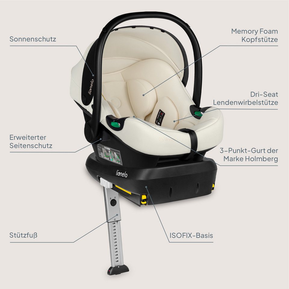 lionelo Babyschale ASTRID I-SIZE, ab: ab Geburt, bis: bis 87 cm, ab: 40,00 cm, bis: 87,00 cm, (Set), Sehr stabiler Träger, Höhenverstellung, Modernes Design – Bild 3 von 5