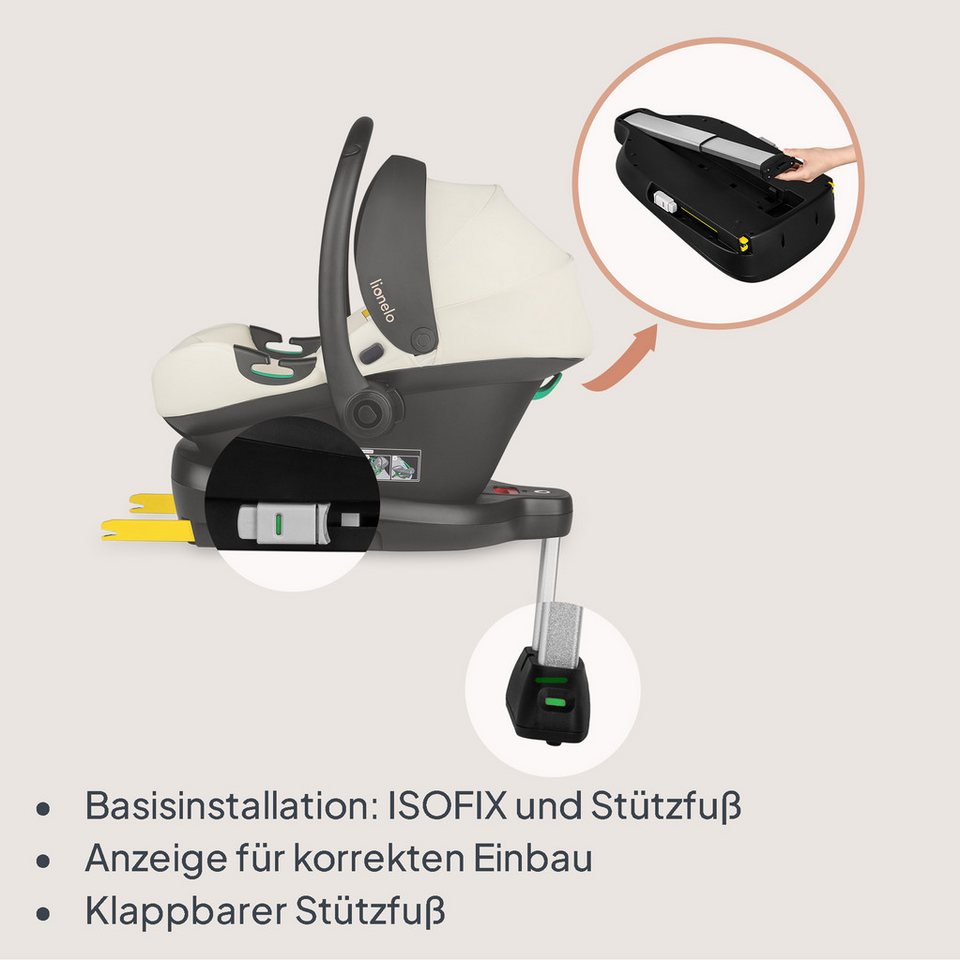 lionelo Babyschale ASTRID I-SIZE, ab: ab Geburt, bis: bis 87 cm, ab: 40,00 cm, bis: 87,00 cm, (Set), Sehr stabiler Träger, Höhenverstellung, Modernes Design – Bild 5 von 5