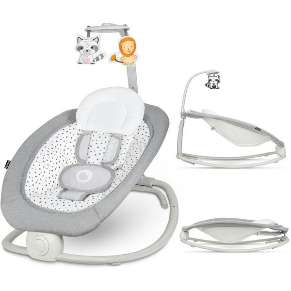 lionelo Babywippe PASCAL GREY DOVE, Verstellung der Rückenlehne Sanfte Vibrationen Anti-Rutsch-Kappen
