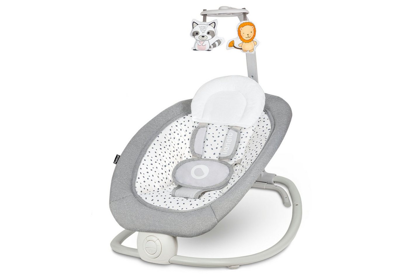 lionelo Babywippe PASCAL GREY DOVE, Verstellung der Rückenlehne Sanfte Vibrationen Anti-Rutsch-Kappen – Bild 2 von 5