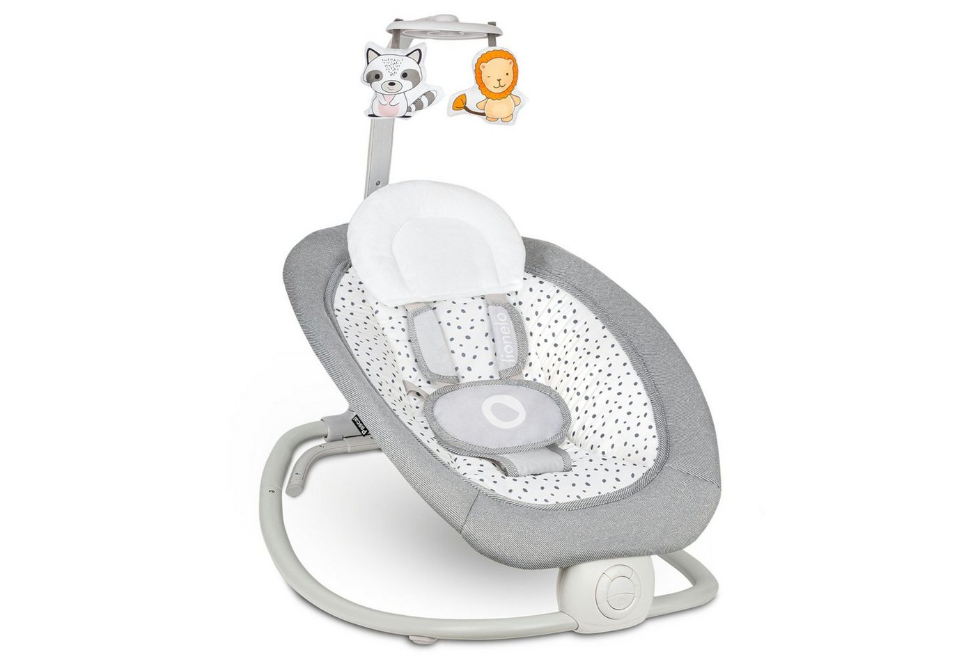 lionelo Babywippe PASCAL GREY DOVE, Verstellung der Rückenlehne Sanfte Vibrationen Anti-Rutsch-Kappen – Bild 3 von 5