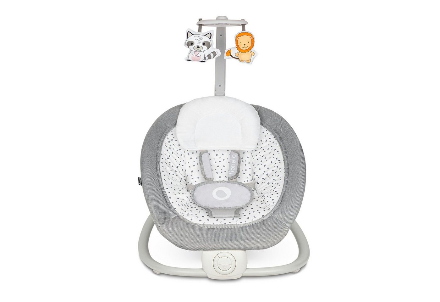 lionelo Babywippe PASCAL GREY DOVE, Verstellung der Rückenlehne Sanfte Vibrationen Anti-Rutsch-Kappen – Bild 4 von 5