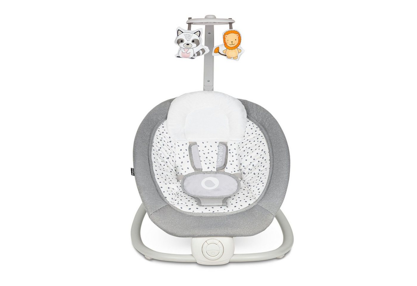 lionelo Babywippe PASCAL GREY DOVE, Verstellung der Rückenlehne Sanfte Vibrationen Anti-Rutsch-Kappen – Bild 5 von 5
