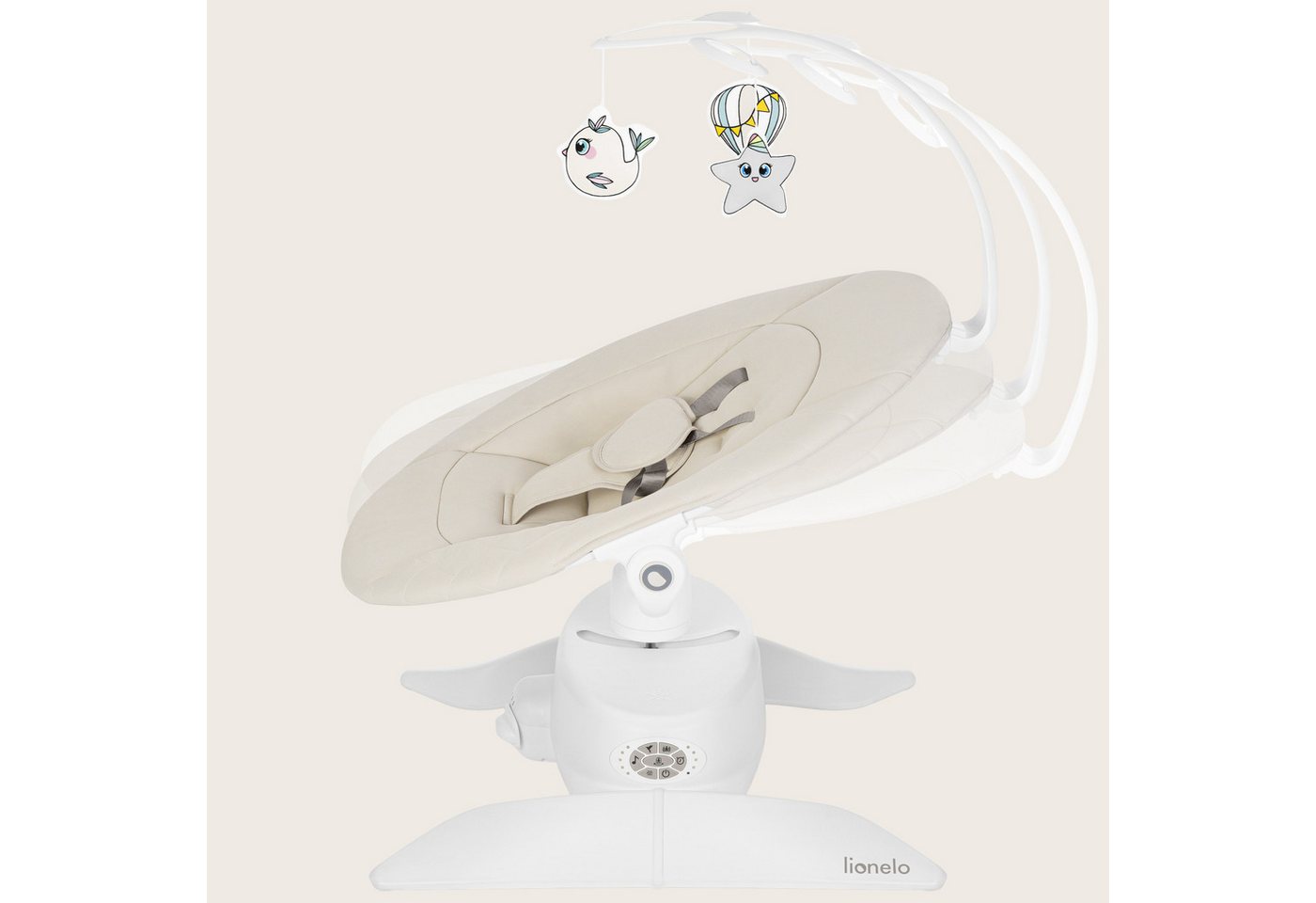 lionelo Babywippe VIVI SET, Bewegungssensor/3 Schaukelmodi/Bluetooth/360°-Drehung – Bild 3 von 5