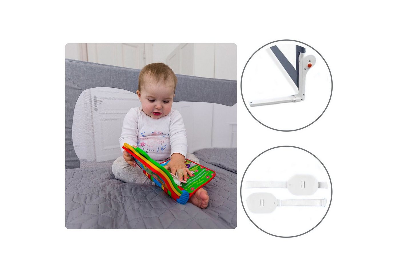 lionelo Bettschutzgitter HANNA (Set, Set), 180 Grad 66 cm hoch Standsafe SecureBelt – Bild 3 von 5