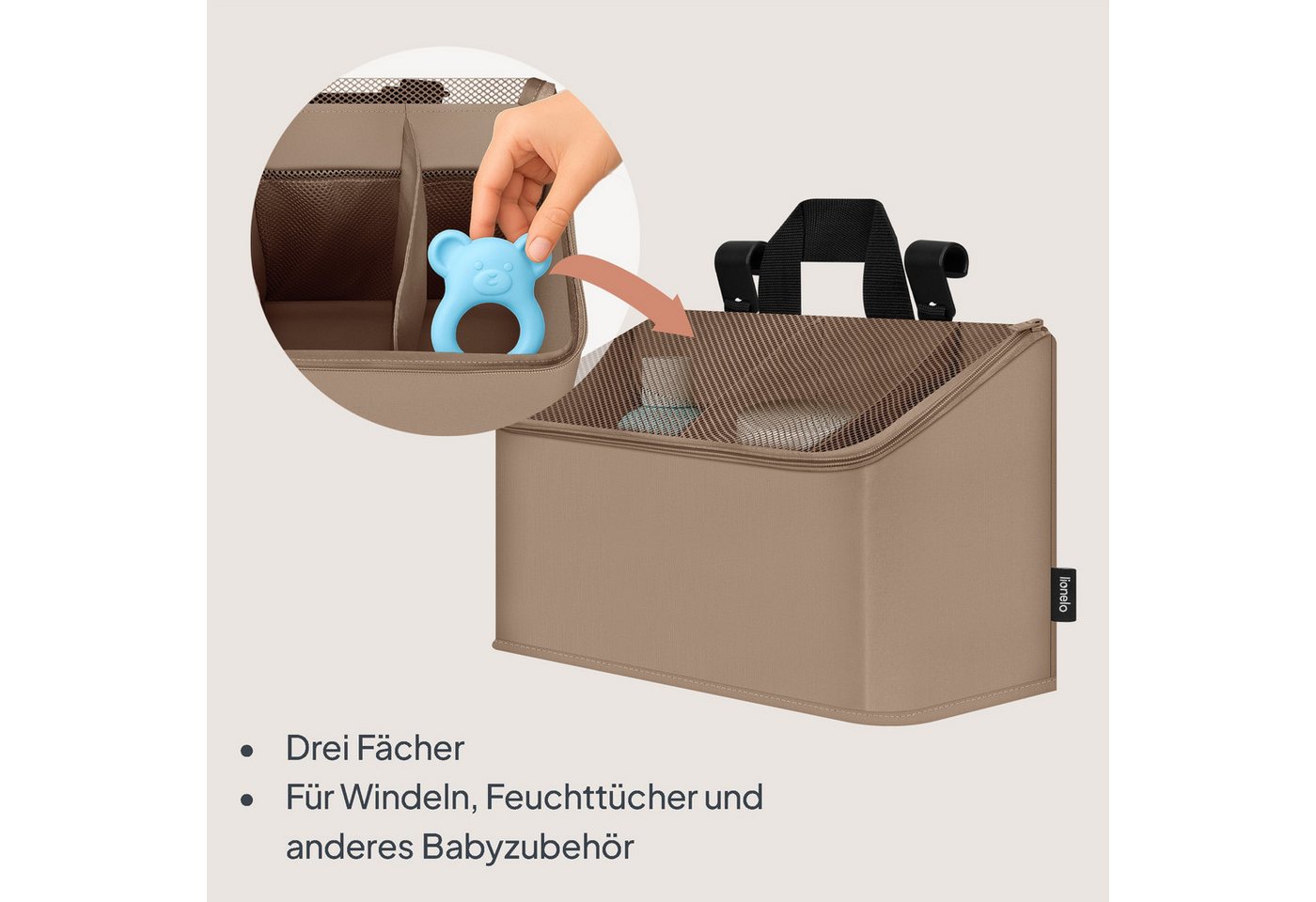 lionelo Betttasche SIDEPOCKET MEDIUM (Set, Multifunktionaler Organizer für Kinderbetten), 3Fächer/tragbar/universal/verstärkt/leichtzu reinigen – Bild 2 von 5