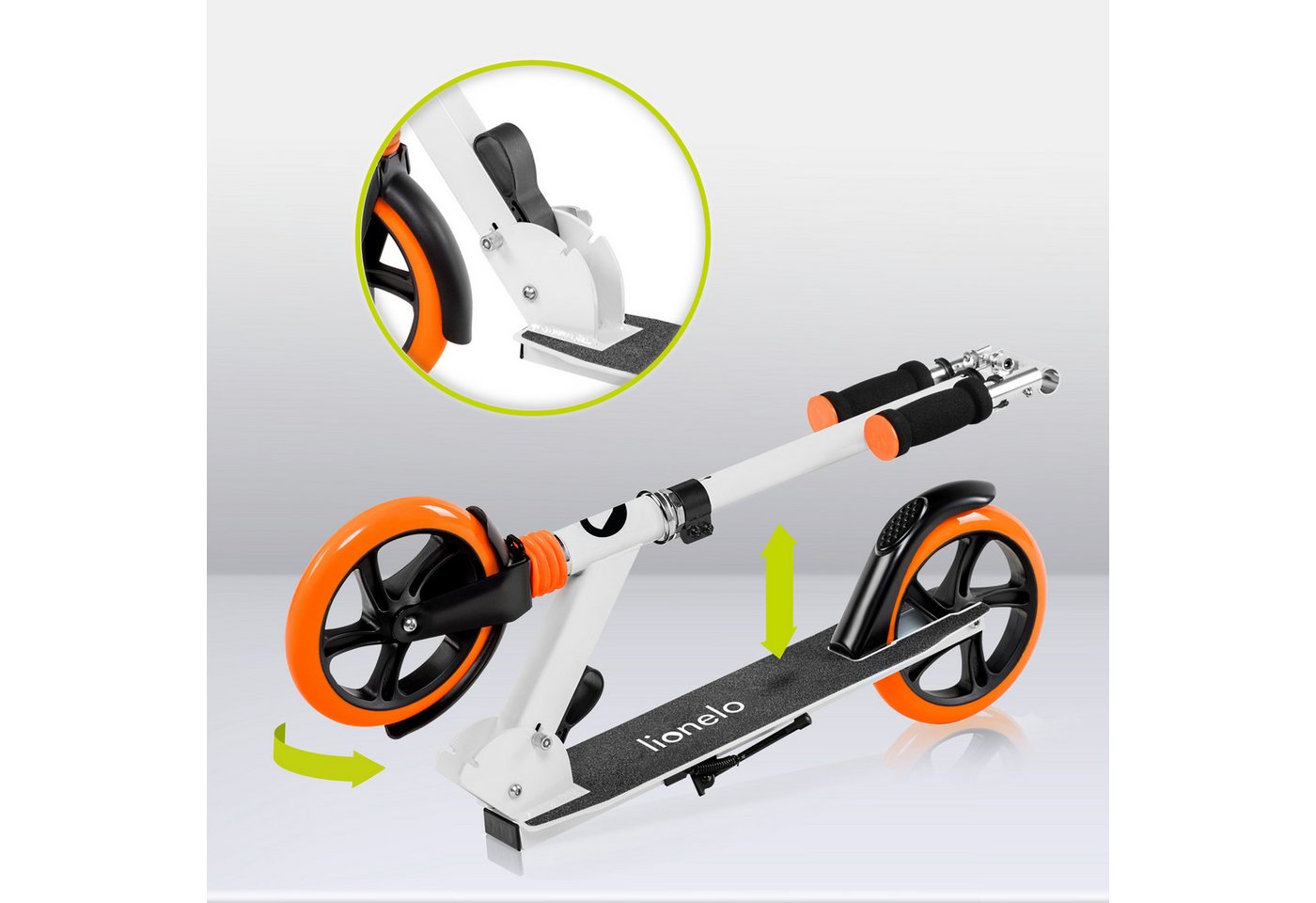 lionelo Cityroller LUCA, (Tretroller), Stoßdämpfer Rollen 200mm Kugellager ABEC7 klappbar Alu – Bild 2 von 5