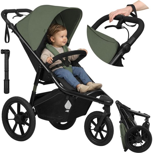 lionelo Dreirad-Kinderwagen AZURA, Baby-Jogging-Kinderwagen/ab 6 Monaten/sichere Wahl/bis zu 22 kg