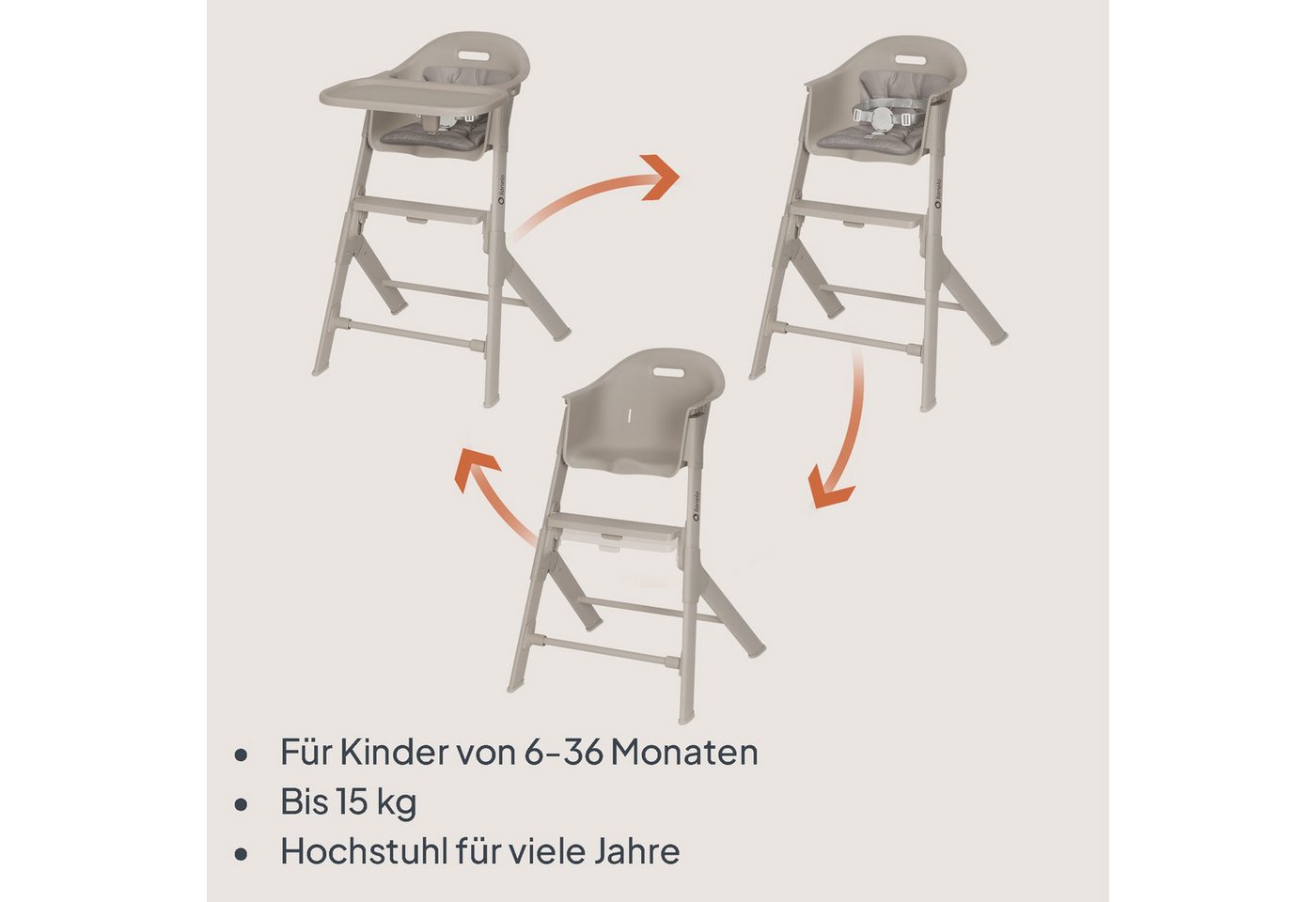 lionelo Hochstuhl BENY (Set), Verstellbare Fußstütze / 2 Stufen / leicht zu reinigen – Bild 3 von 5