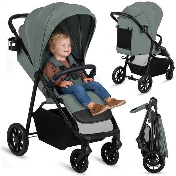 lionelo Kinder-Buggy EMERALD, (Set), XXL Verdeck UPF50+/EVA kugelgel./Federung v+h/Einhand-Falten