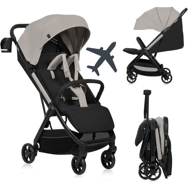lionelo Kinder-Buggy JULIE AIR, (Set mit Becherhalter und Tragegurt für den Transport auf der Schulter), Auto-folding/Ultraleicht/UPF50+/Liegeposition/360°Rader