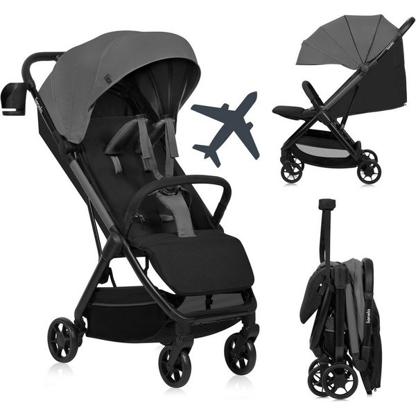 lionelo Kinder-Buggy JULIE AIR, (Set mit Becherhalter und Tragegurt für den Transport auf der Schulter), Auto-folding/Ultraleicht/UPF50+/Liegeposition/360°Rader