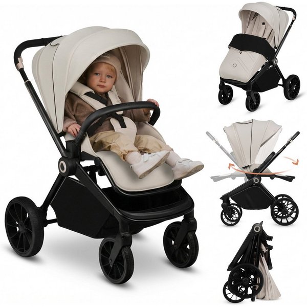 lionelo Kinder-Buggy MIKA PLUS, (Set), XXL-Verdeck/UPF50+/Mit Belüftungssystem