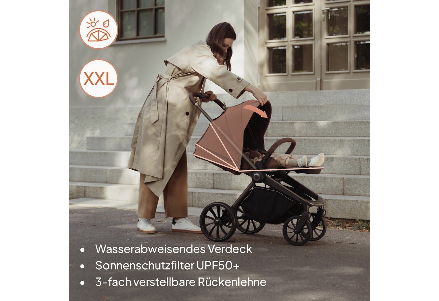 lionelo Kinder-Buggy MIKA PLUS, (Set), XXL-Verdeck/UPF50+/Mit Belüftungssystem – Bild 4 von 5