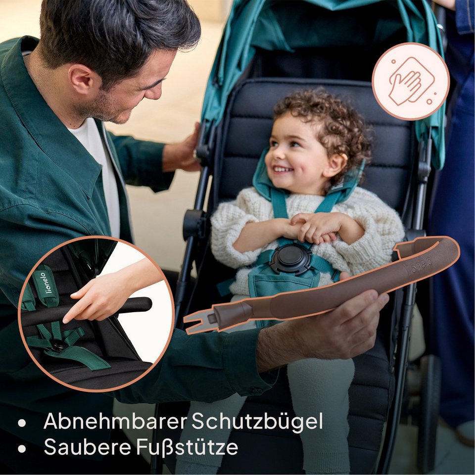 lionelo Kinder-Buggy MIRRA, (Set), PU-Allterrainräder/UPF50+/92cmLiegefläche/verstellbarerGriff – Bild 3 von 5