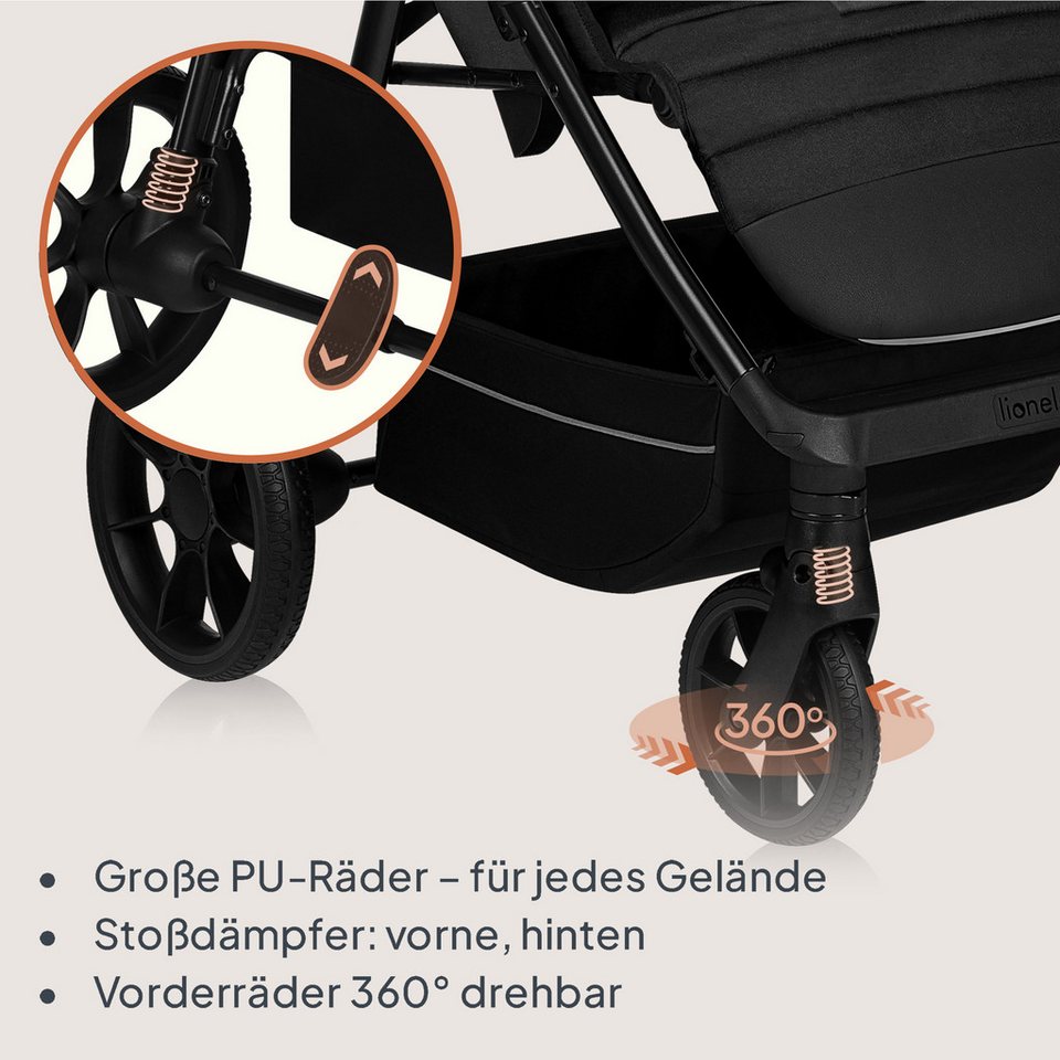 lionelo Kinder-Buggy MIRRA, (Set), PU-Allterrainräder/UPF50+/92cmLiegefläche/verstellbarerGriff – Bild 4 von 5