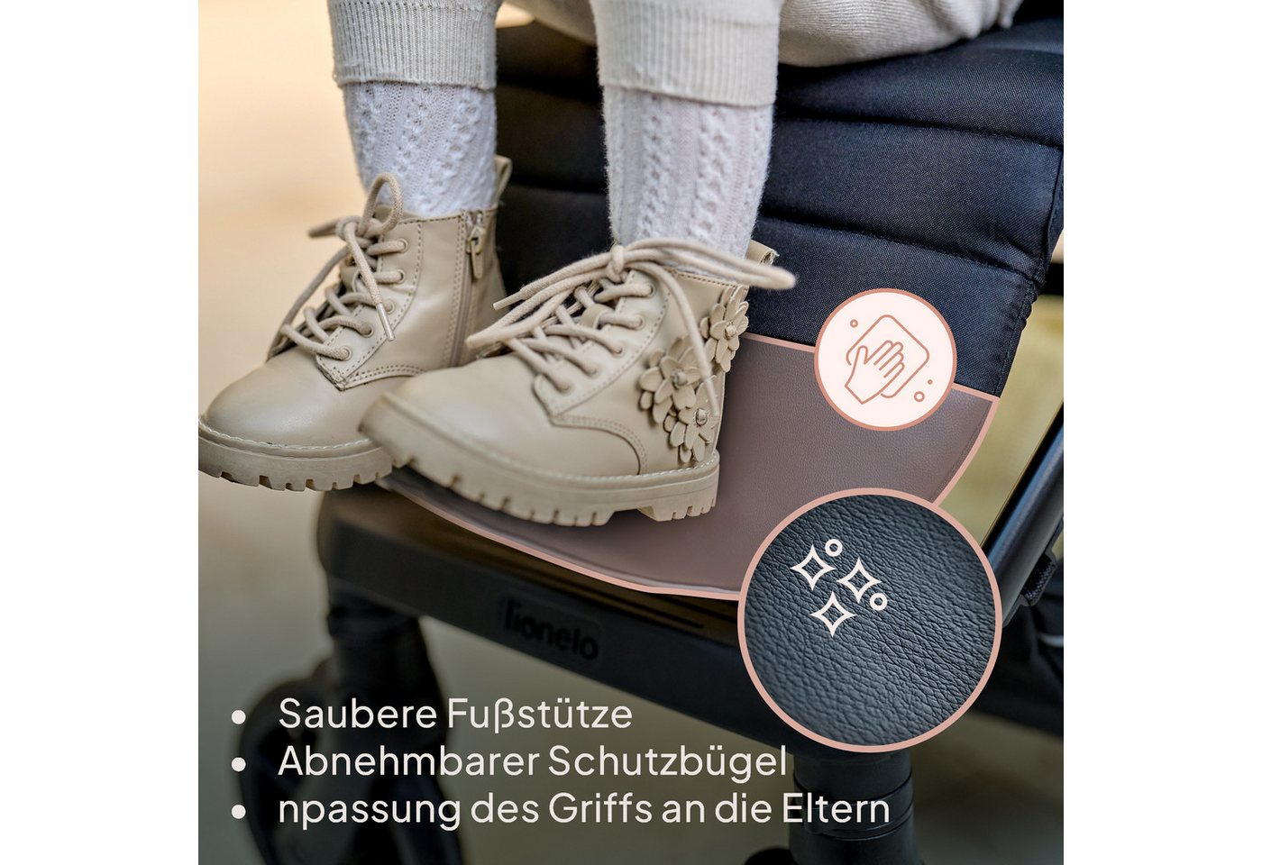 lionelo Kinder-Buggy MIRRA, (Set), PU-Allterrainräder/UPF50+/92cmLiegefläche/verstellbarerGriff – Bild 5 von 5
