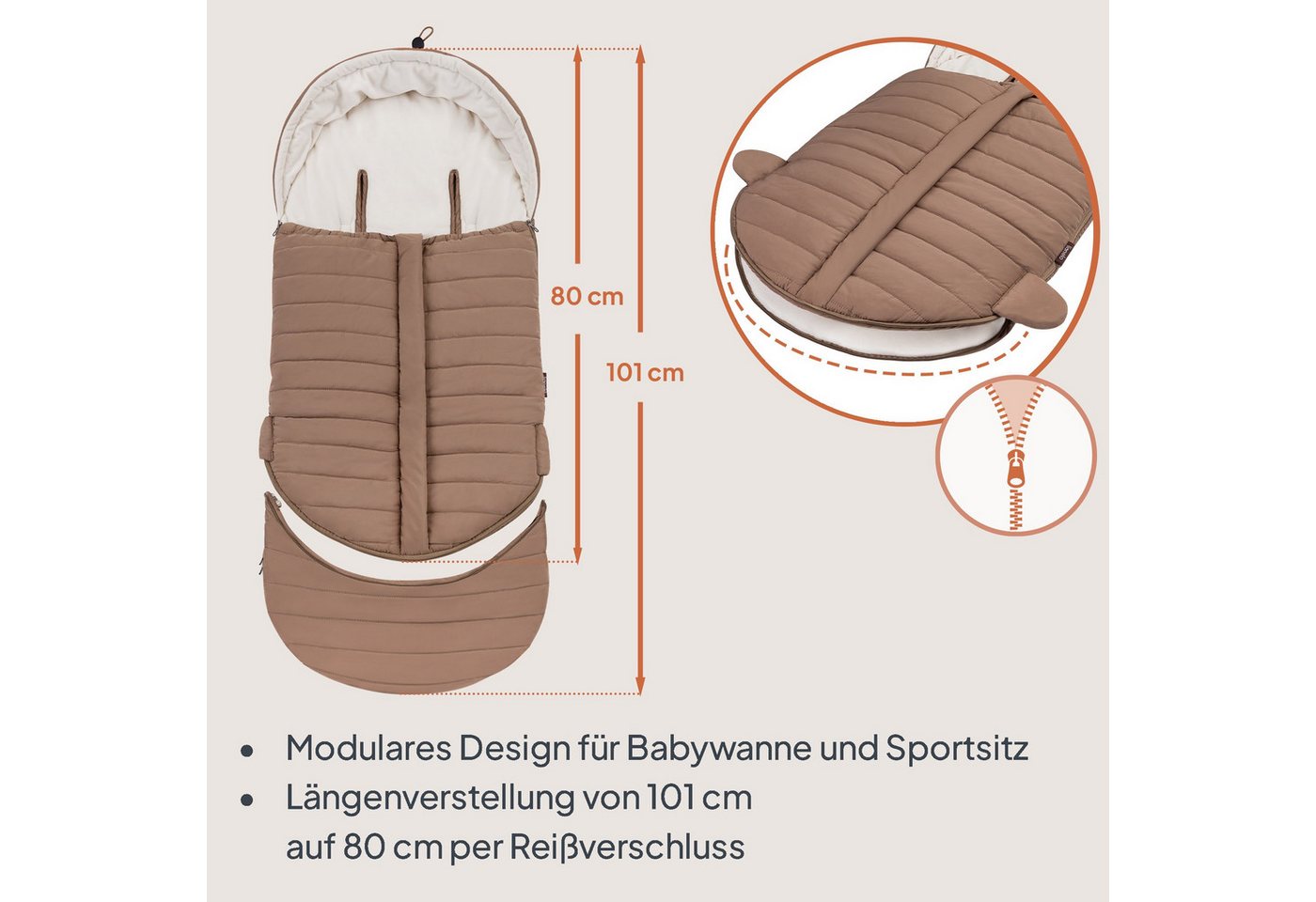 lionelo Kinderschlafsack OLI (Set, 2in1 Fußsack + Schutzhülle), Modular 2in1/wasserabweisend/UV-Schutz/warm bis-20°C – Bild 3 von 5