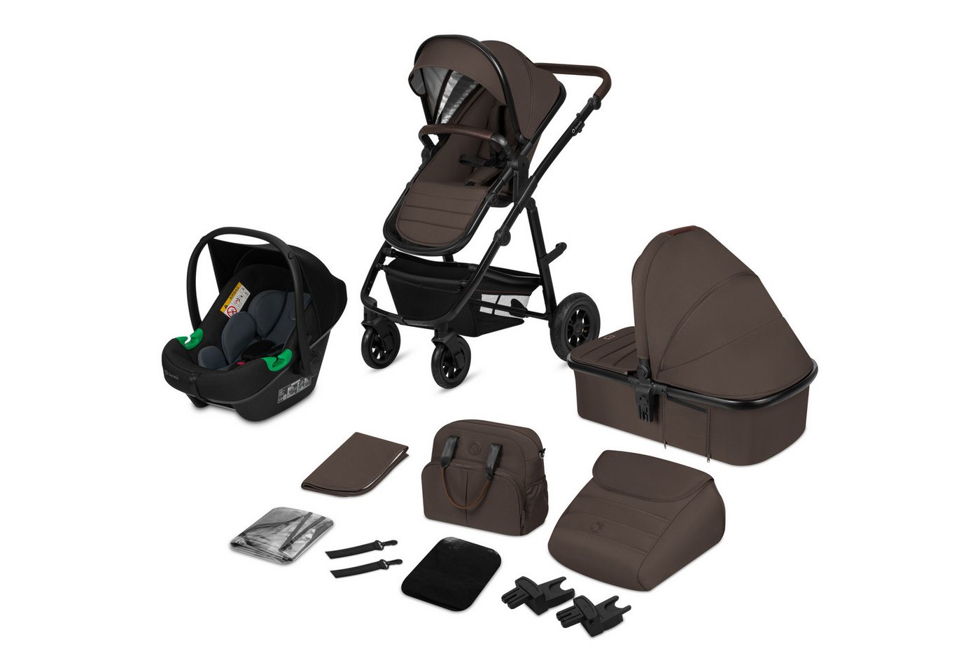 lionelo Kombi-Kinderwagen Amber 3in1, (Set), 3in1/babyschale 0-13kg/Tasche/Moskitonetz/Regenschutz/Boho – Bild 2 von 5