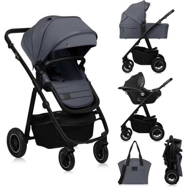 lionelo Kombi-Kinderwagen AMBER PLUS 3IN1, (Set 2in1 oder 3in1), 3-in-1-System / Babywanne & Buggy / Von Geburt bis 4 Jahre