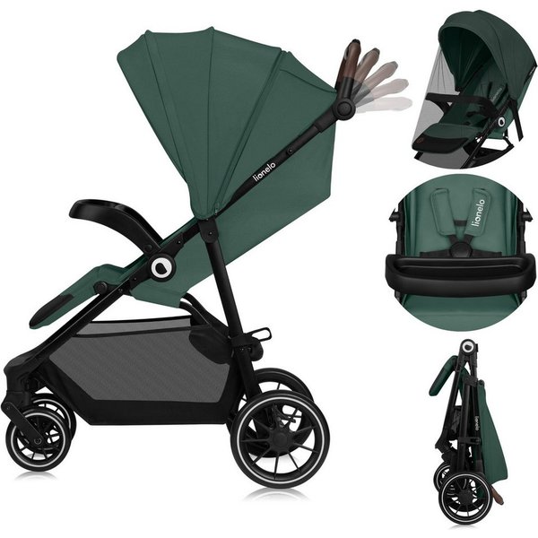 lionelo Kombi-Kinderwagen EMMA ONE, (Set), Wartungsfreie Räder/Einhand-Faltmechanismus/XXL-Verdeck