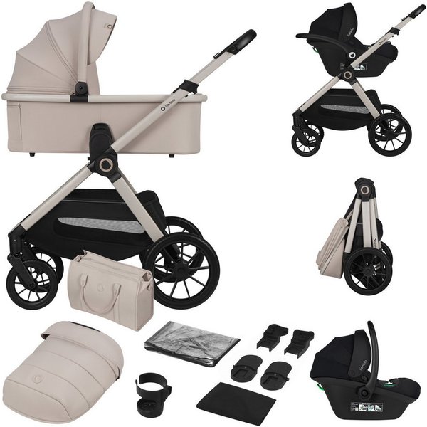lionelo Kombi-Kinderwagen LAYLA 3IN1, (Set), 3D-Panoramabelüftung/ XXL-Sitz/ komfortable Federung