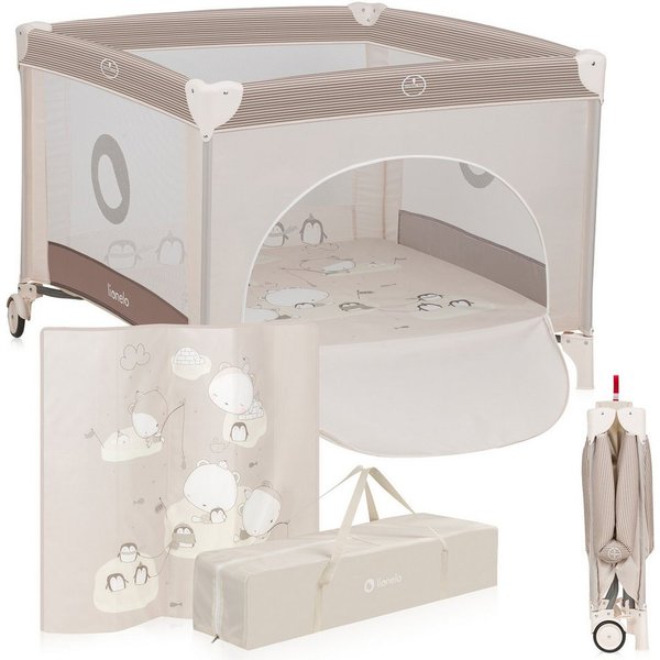lionelo Laufgitter BONNIE (Set), Große Fläche, Seiteneingang, leicht klappbar, Transporttasche
