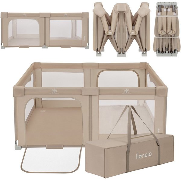lionelo Laufgitter FLORENCE EASY FOLD (Set), 3-in-1/Absenkbare Seite/2 Ebenen/Seiteneinstieg/2 Räder