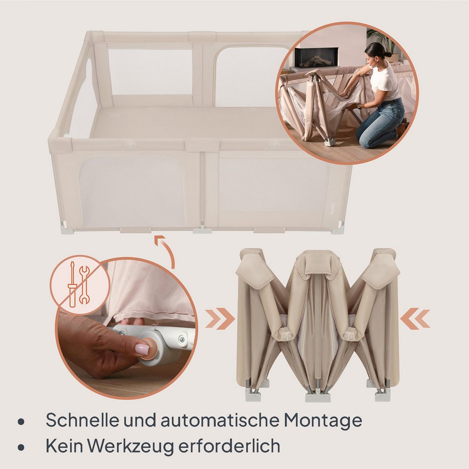 lionelo Laufgitter FLORENCE EASY FOLD (Set), 3-in-1/Absenkbare Seite/2 Ebenen/Seiteneinstieg/2 Räder – Bild 4 von 5