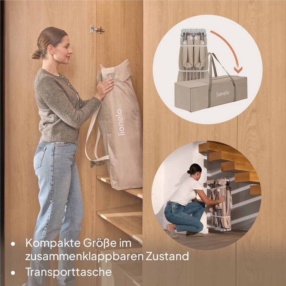 lionelo Laufgitter FLORENCE EASY FOLD (Set), 3-in-1/Absenkbare Seite/2 Ebenen/Seiteneinstieg/2 Räder – Bild 5 von 5