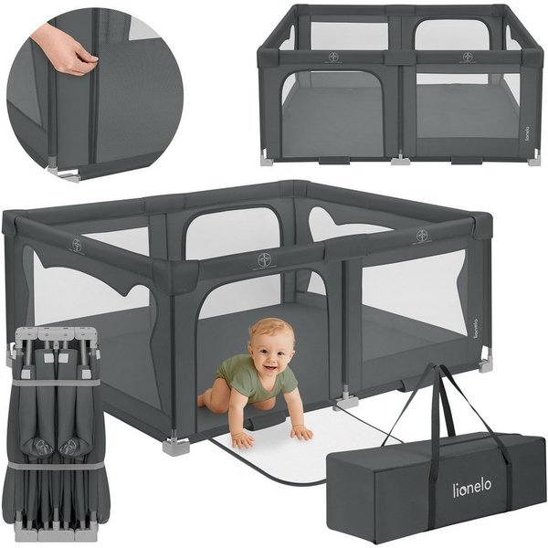 lionelo Laufgitter FLORENCE EASY FOLD (Set), 3-in-1/Absenkbare Seite/2 Ebenen/Seiteneinstieg/2 Räder