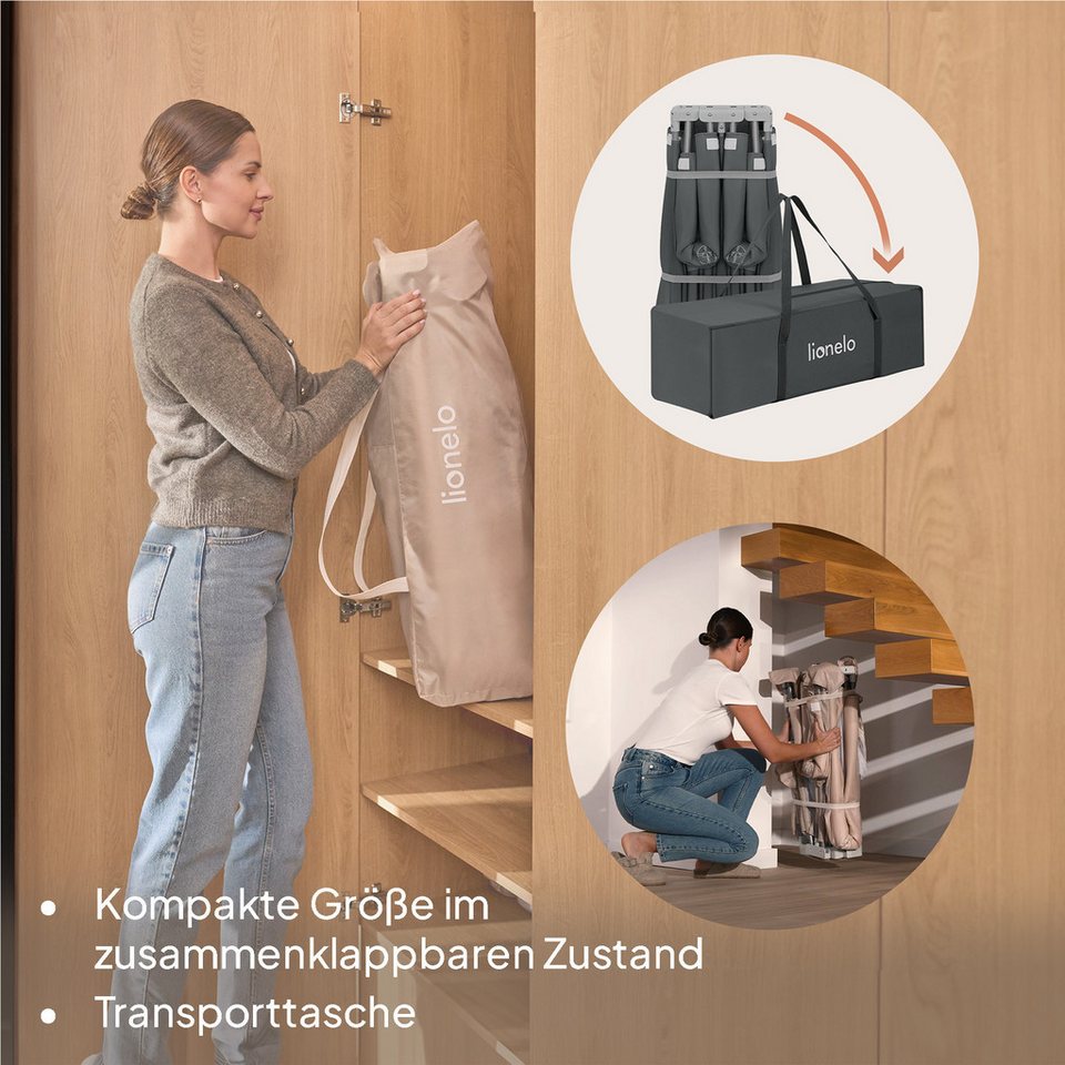 lionelo Laufgitter FLORENCE EASY FOLD (Set), 3-in-1/Absenkbare Seite/2 Ebenen/Seiteneinstieg/2 Räder – Bild 4 von 5
