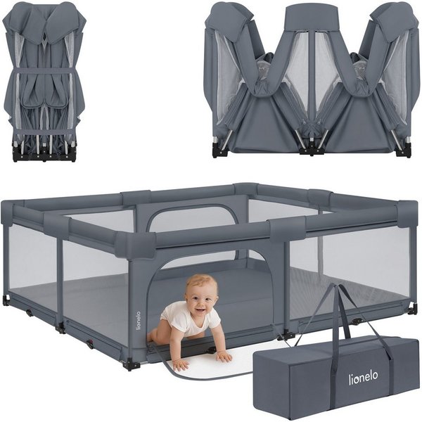 lionelo Laufgitter FLORENCE XL EASY FOLD (2-teiliges Set), 180×200 cm/2 Einstiege/Netzwände/Tasche