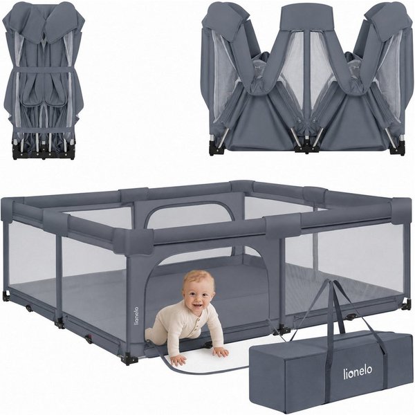 lionelo Laufgitter FLORENCE XL EASY FOLD (Set), EasyFold/180×200cm/keine Montage/2Eingänge/Netzseiten/Tasche
