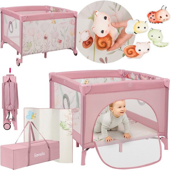 lionelo Laufgitter MILLE PLUS (Set mit Lernmatte und Tragetasche), Matratze/Spielzeug/Lernmatte/Reißverschluss-Eingang/Rollen