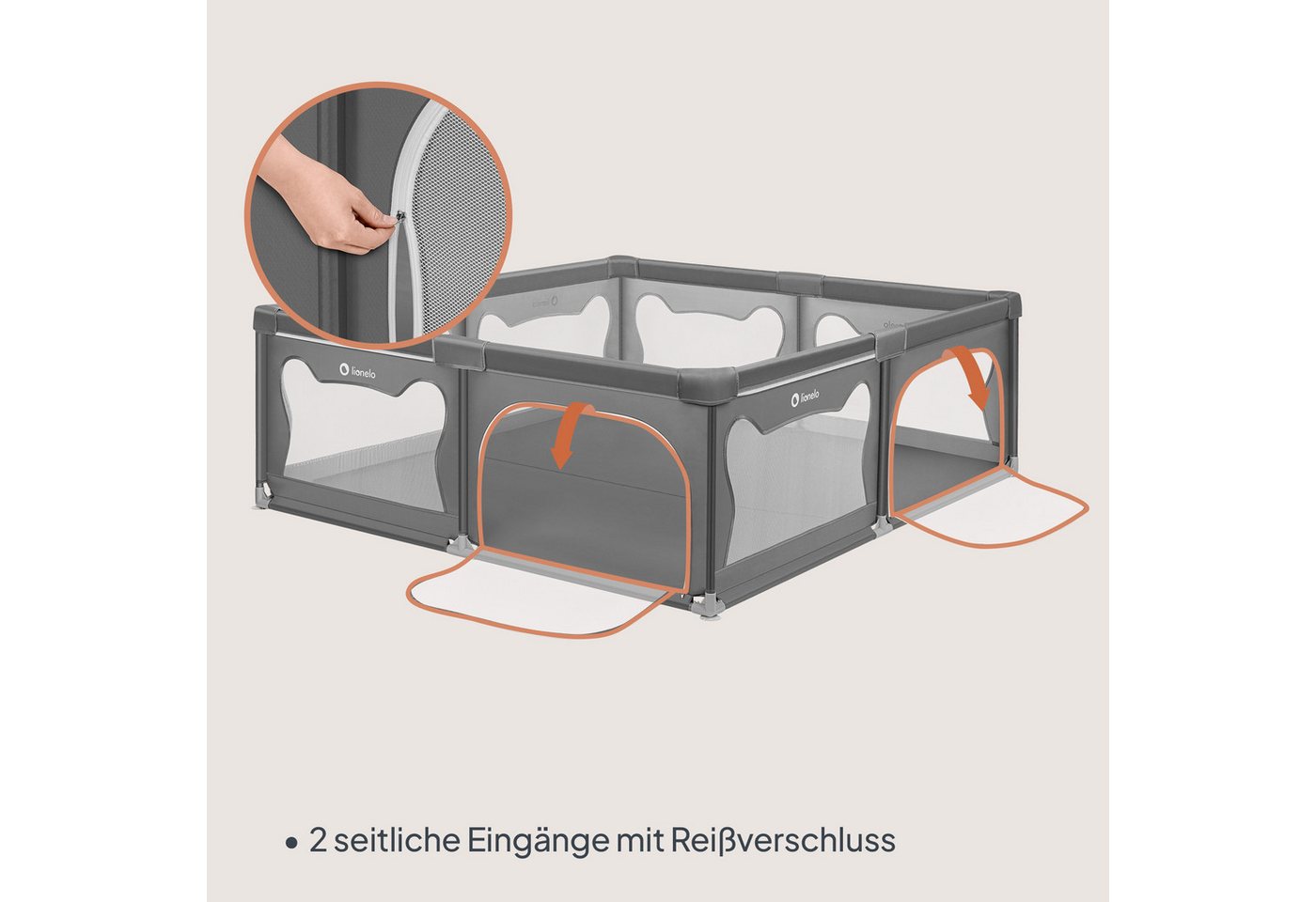 lionelo Laufgitter WILLOW XL (Set), sehr große Spielfläche, 2 abschließbare Seiteneingänge – Bild 4 von 5