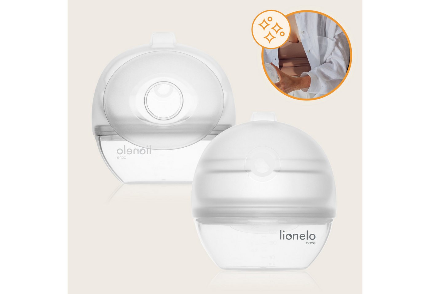 lionelo Milchbehälter MILKY 2IN1, Milchsammler & Handpumpe/60 ml/anatomisches Design – Bild 5 von 5