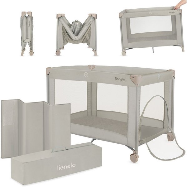 lionelo Reisebett AMELIE (Set, Reisebett / 2-cm-Matratze / Tragetasche) Kompakt/leicht/2cmMatratze/Seiteneingang/Netzseiten