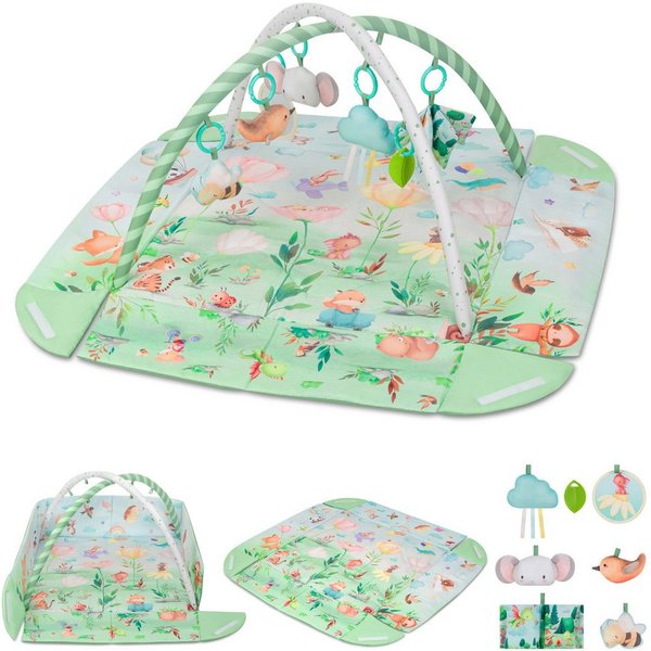 lionelo Spielmatte INGA (Set, Set mit Spielmatte, 2 Spielbögen und 7 Spielzeugen), Spielmatte/Halb-Laufgitter/7 Spielzeuge/Beißring