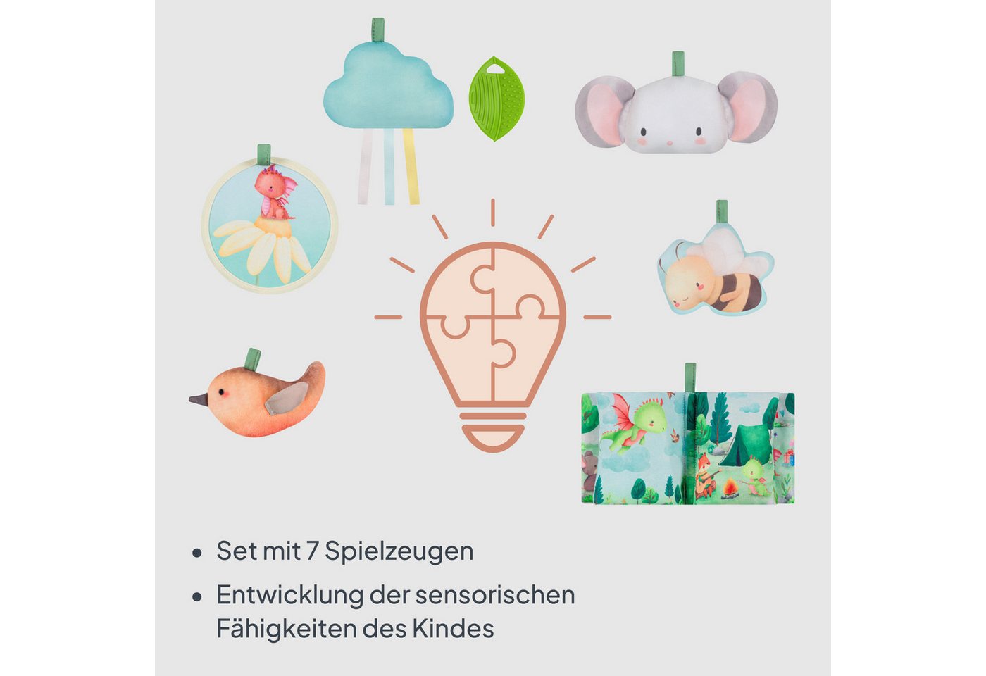lionelo Spielmatte INGA (Set, Set mit Spielmatte, 2 Spielbögen und 7 Spielzeugen), Spielmatte/Halb-Laufgitter/7 Spielzeuge/Beißring – Bild 4 von 5