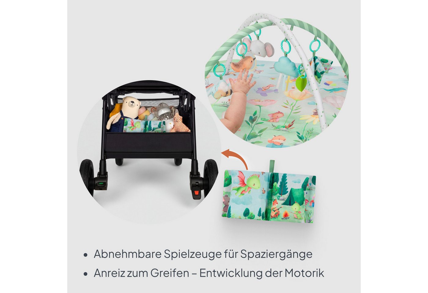 lionelo Spielmatte INGA (Set, Set mit Spielmatte, 2 Spielbögen und 7 Spielzeugen), Spielmatte/Halb-Laufgitter/7 Spielzeuge/Beißring – Bild 5 von 5