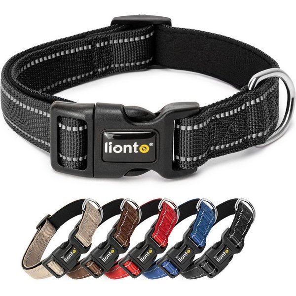 lionto Hunde-Halsband reflektierend, verstellbare Länge 20-30 cm XS schwarz, Nylon, Neopren, reflektierend & angenehm gepolstert