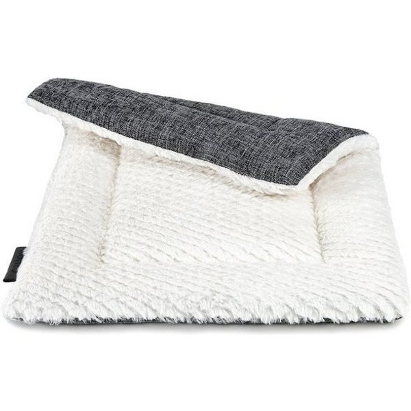 lionto Tierkissen, Kuscheldecke mit Polsterung, Wendedecke grau, Plüsch & Faux-Leinen, ideal für Sofa, Körbchen & Auto, pflegeleicht