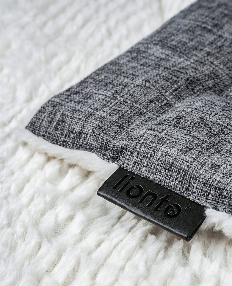 lionto Tierkissen, Kuscheldecke mit Polsterung, Wendedecke grau, Plüsch & Faux-Leinen, ideal für Sofa, Körbchen & Auto, pflegeleicht – Bild 4 von 5