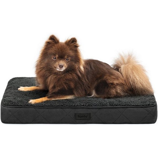 lionto Tierkissen orthopädisch Memoryfoam, Plüschoberfläche & Wildlederimitat, abnehmbarer, waschbarer Bezug & Tragegriff