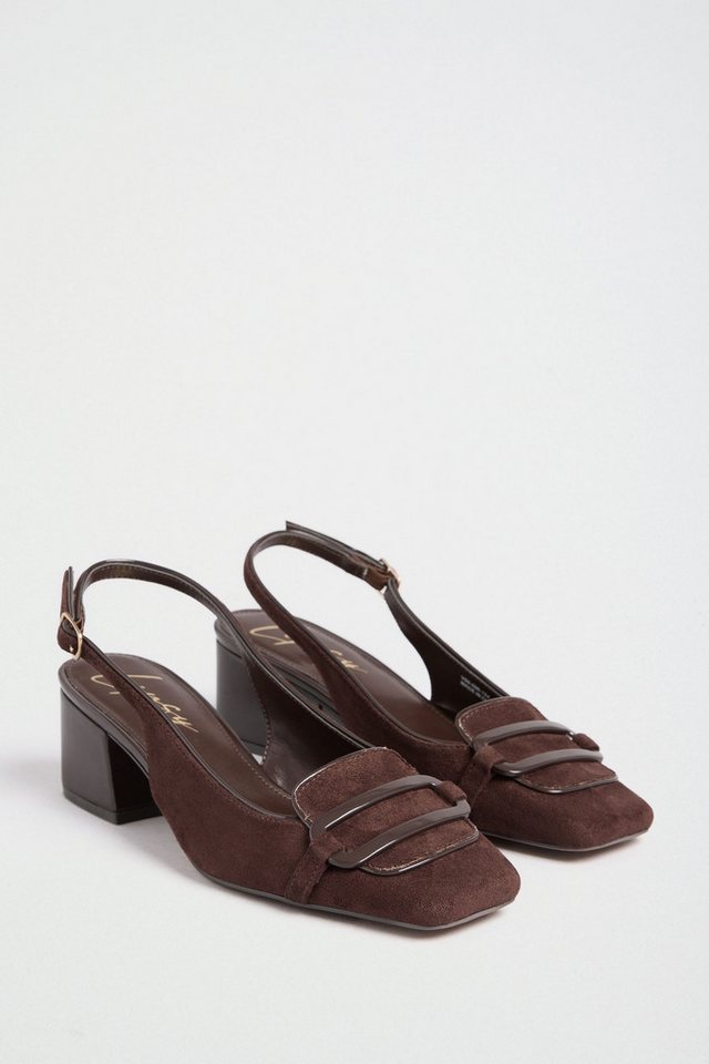 LIPSY Lipsy eckige Slingbacks mit Blockabsatz + Brosche Pumps – Bild 4 von 5