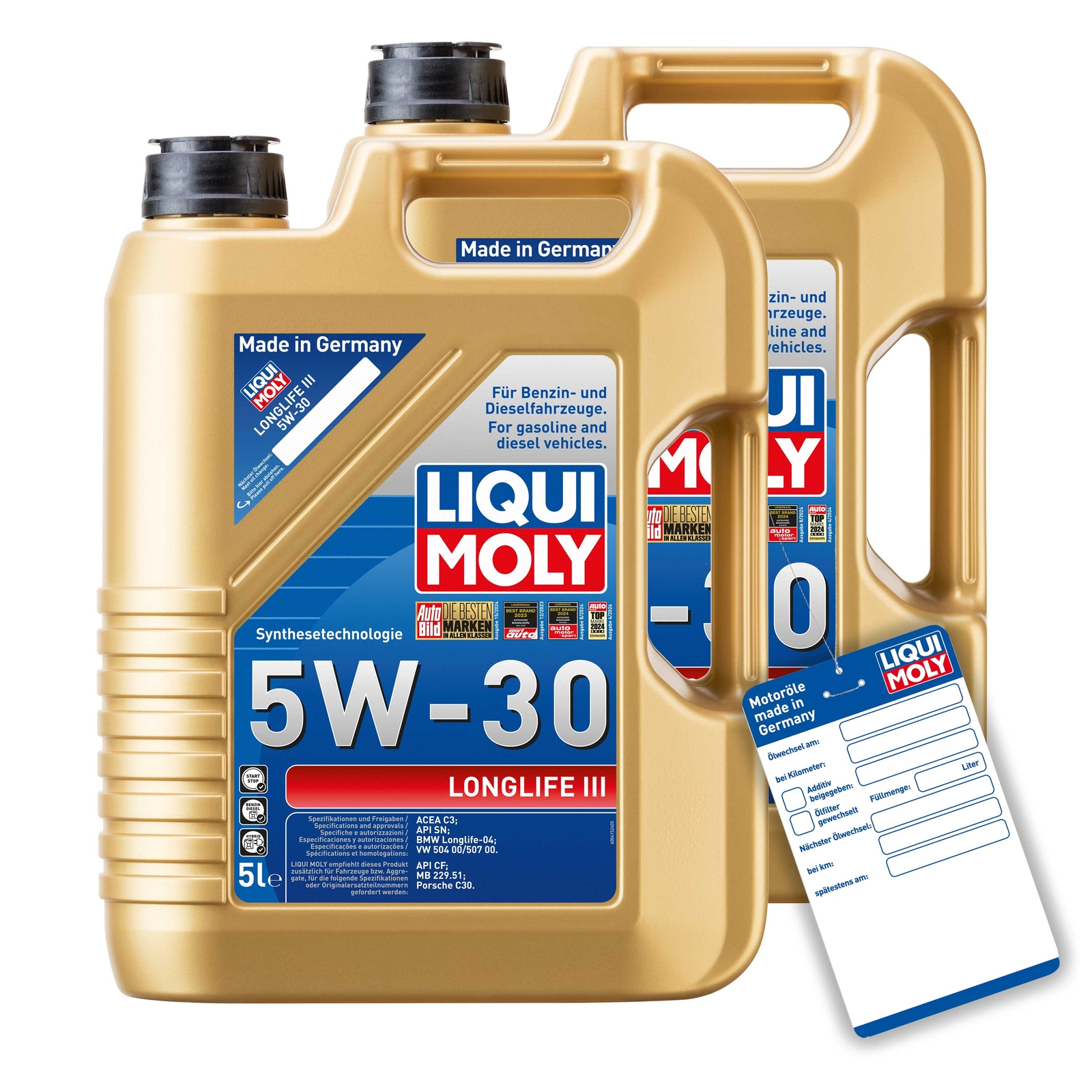 Liqui Moly 20647 LM 20647 Motoröl, Öl, Longlife III 5W-30 10L AUDI