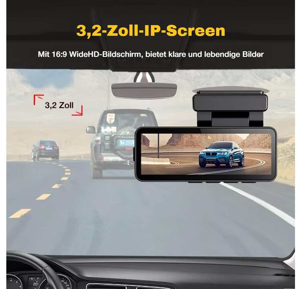 Lisabonde Dashcam 4K Ultra HD mit WiFi & App, 140° Weitwinkel, G-Sensor, IPS Dashcam (4K Ultra HD, WLAN (WiFi), 1x Dashcam, 1x Halterung, 1x KFZ-Ladegerät, 1x A – Bild 5 von 5