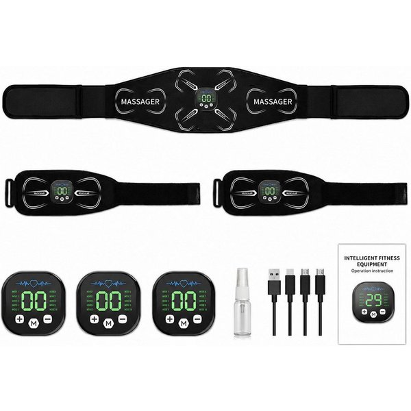 Lisabonde EMS-Bauchmuskeltrainer EMS Gürtel Set Muskelstimulator Bauchmuskeltrainer für Bauch & Arme, (Komplettset, 3-teiliges Set), Keine Gel-Pads erforderlich
