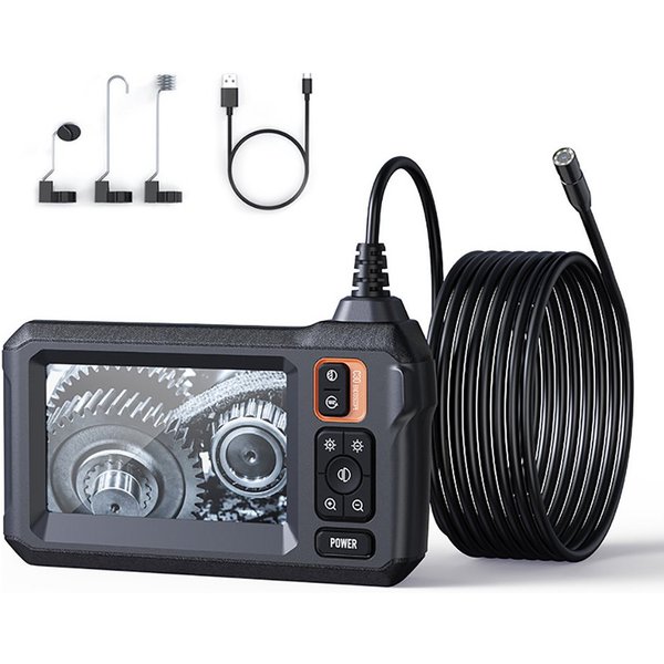 Lisabonde Endoskop Inspektionskamera mit 4,3" IPS Display, 1080P HD, 5m Kabel Inspektionskamera (Full HD, inkl. 5m Kabel, Haken, Magnet, Spiegel, USB-C Ladekabe